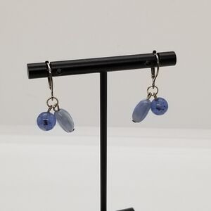 blue bead dangle earrings